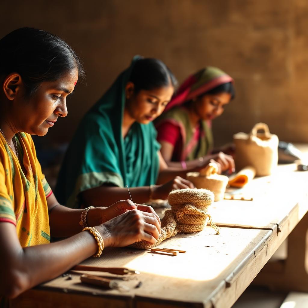 Skilled artisans at a Nirantar Prayas workshop
